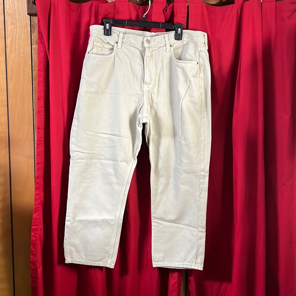 Old Navy high rise slouchy straight tan jeans